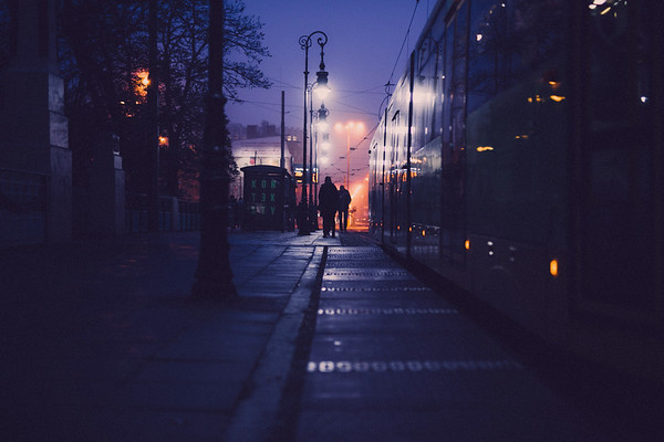 Poznan, Poland  While you were sleeping.......Observing the frenzied kinetic energy of the streets at night.